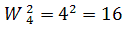4^2 = 16