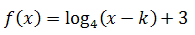 f(x)=log4(x-k)+3